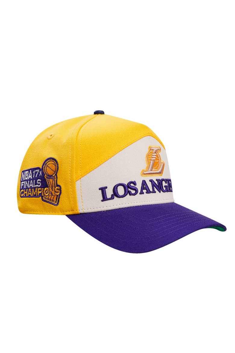 Men's Pro Standard Gold/Purple Los Angeles Lakers Pinch Chevron Adjustable Hat, Main, color, Gold