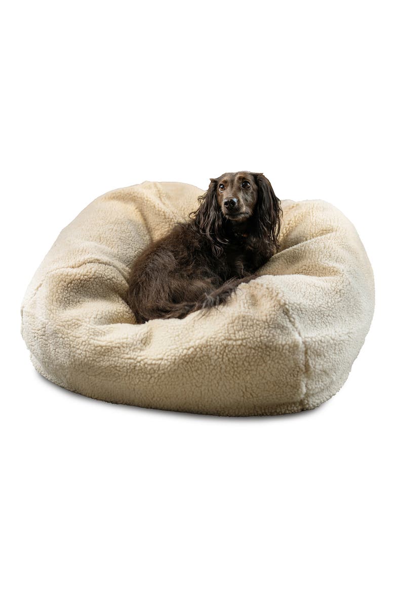 Sherpa Puff Ball Pet Bed, Main, color, NATURAL