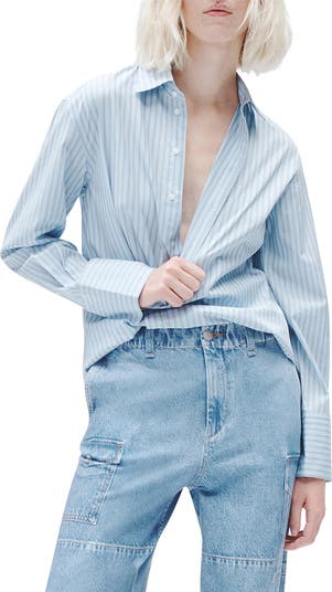 rag & bone Indiana Stripe Poplin Button-Up Shirt | Nordstromrack