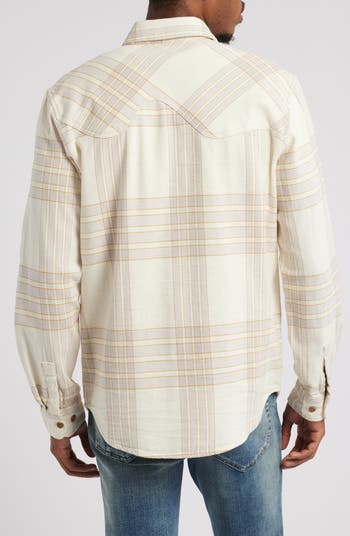 Snow White Plaid Cotton Flannel Button-Up Shirt