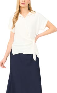 Halogen® Asymmetric Tie Front Shirt