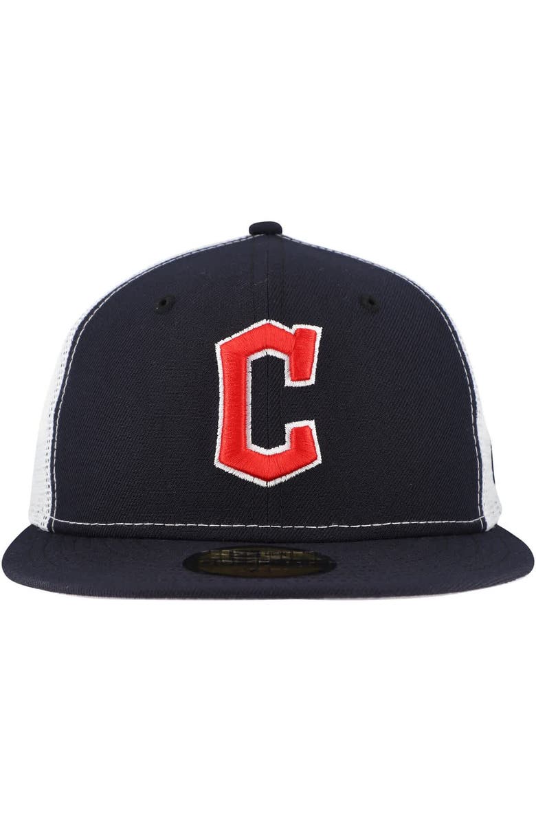 New Era Men's New Era Navy Cleveland Guardians Team Color 59FIFTY Trucker Fitted Hat, Alternate, color, Navy