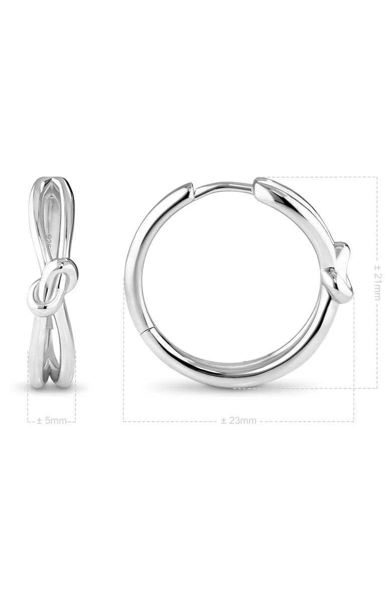 DEVATA Love Knot Hoop Earrings in Rhodium Plated Sterling Silver, 23mm, Alternate, color, Silver