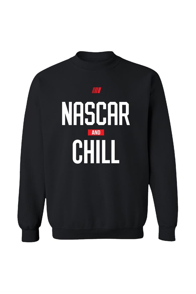 Men's Checkered Flag Sports  Black NASCAR and Chill Pullover Sweatshirt, Alternate, color, Black