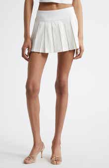 Alice + Olivia Emilie Pleated Linen Blend Skort