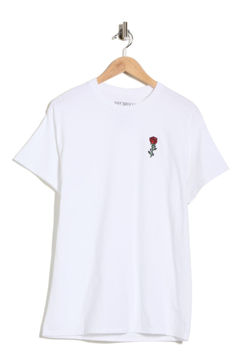 Rose Barbed Wire Embroidered T-Shirt, Alternate, color, WHITE