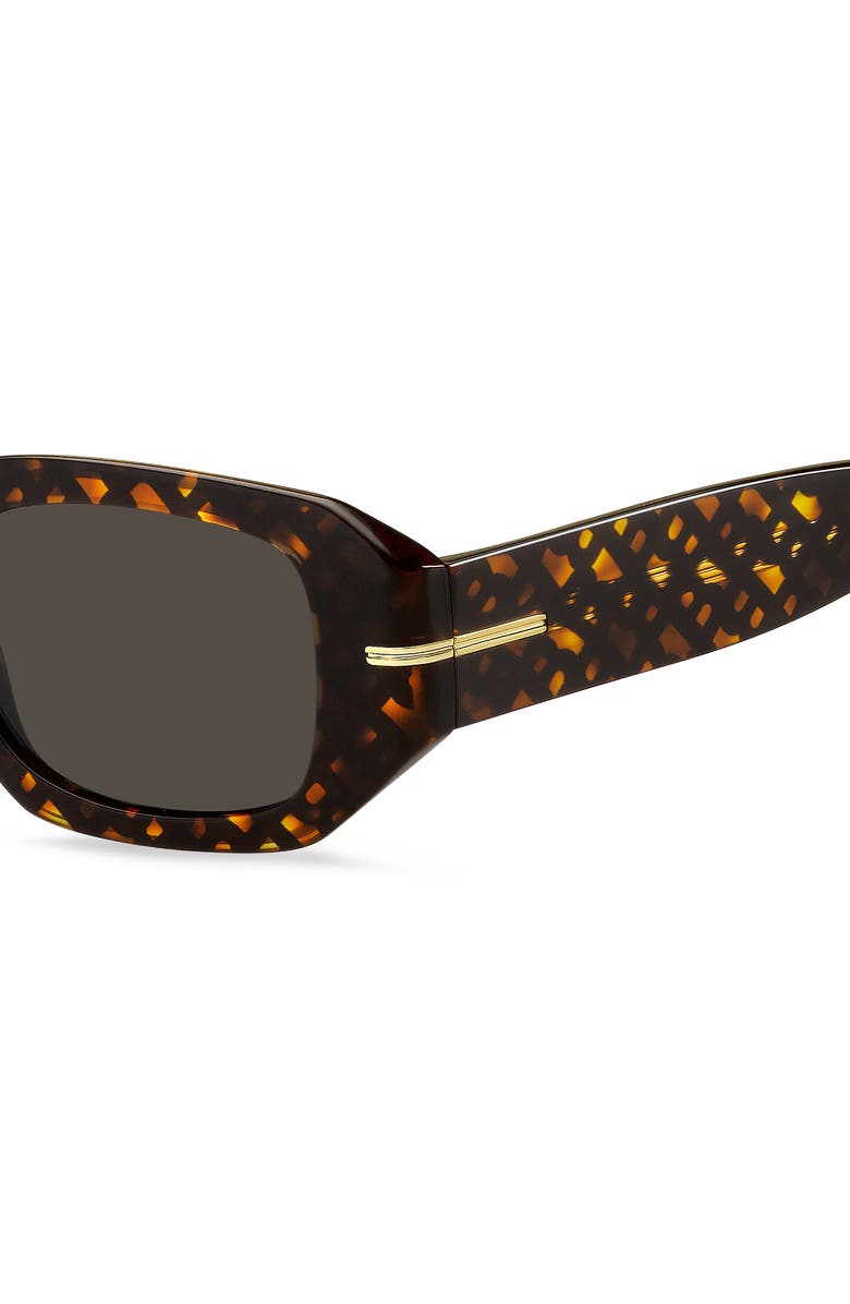 BOSS 50mm Rectangular Sunglasses, Alternate, color, Havana Pattern