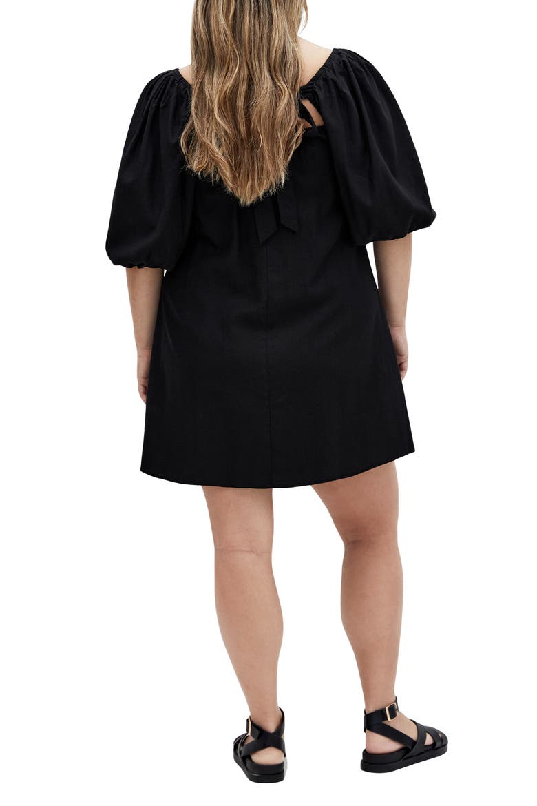 Chrissy Balloon Sleeve Minidress, Alternate, color, BLACK