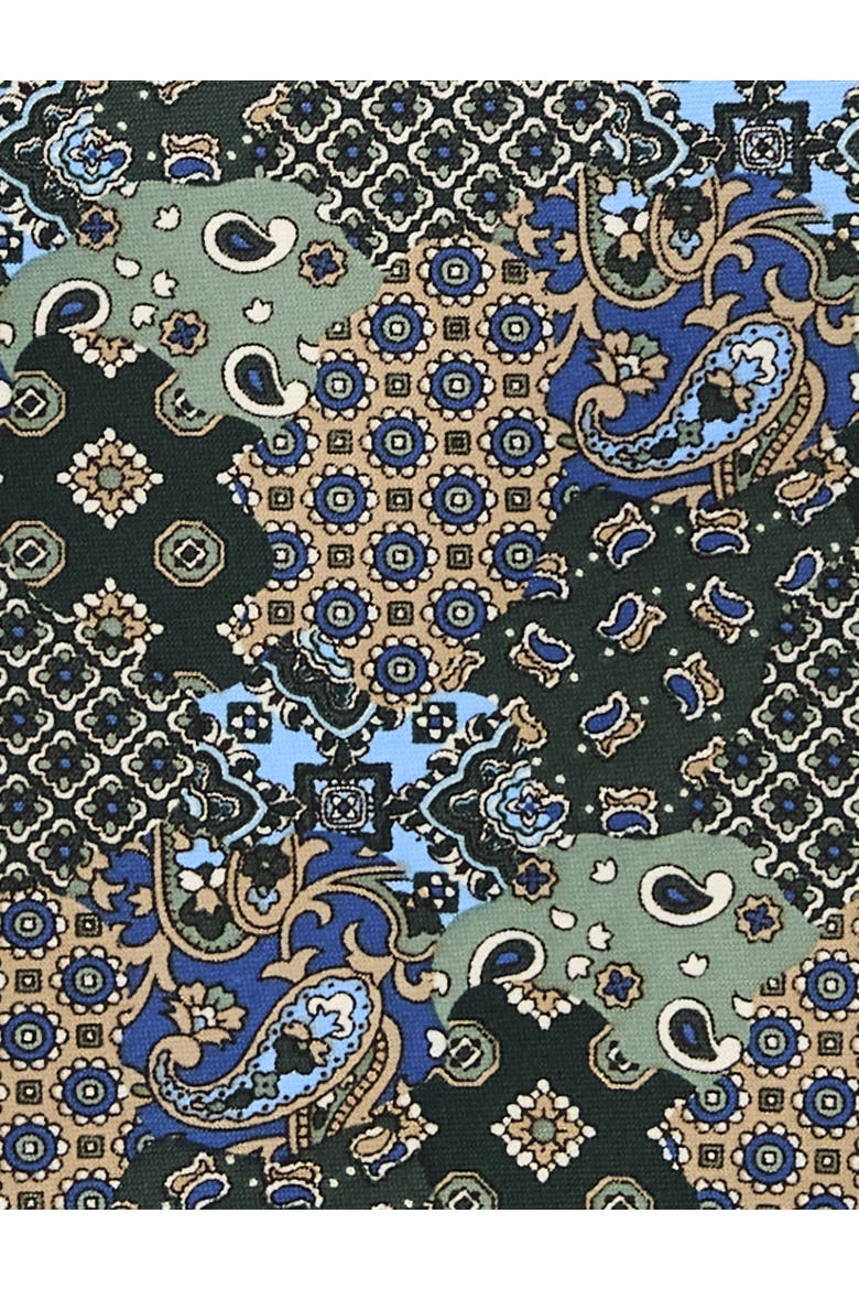 Big & Tall Patchwork Paisley Tie, Alternate, color, GREEN
