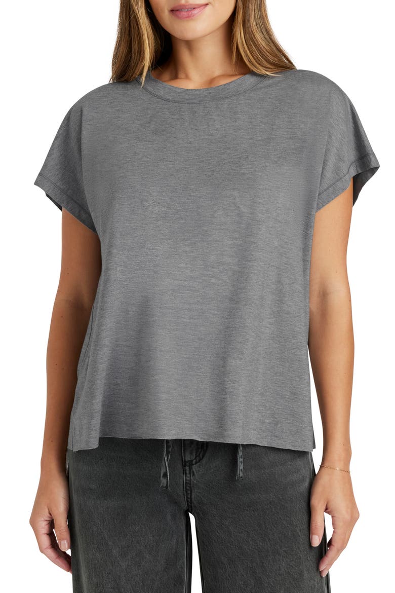 Tyra Short Sleeve Tee, Main, color, HEATHER FOG