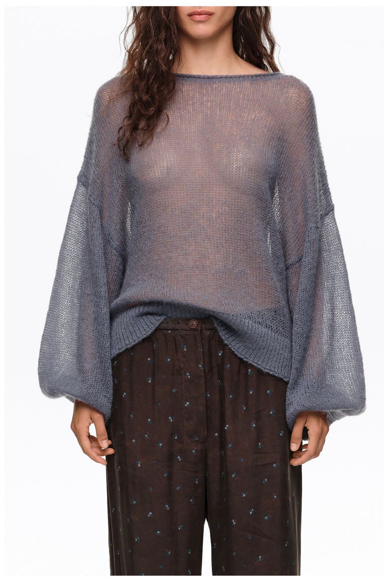 Mohair Boat-Neck Oversize Sweater, Main, color, LIGHT BLUE
