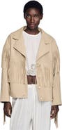 SANDRO Fringed suede jacket