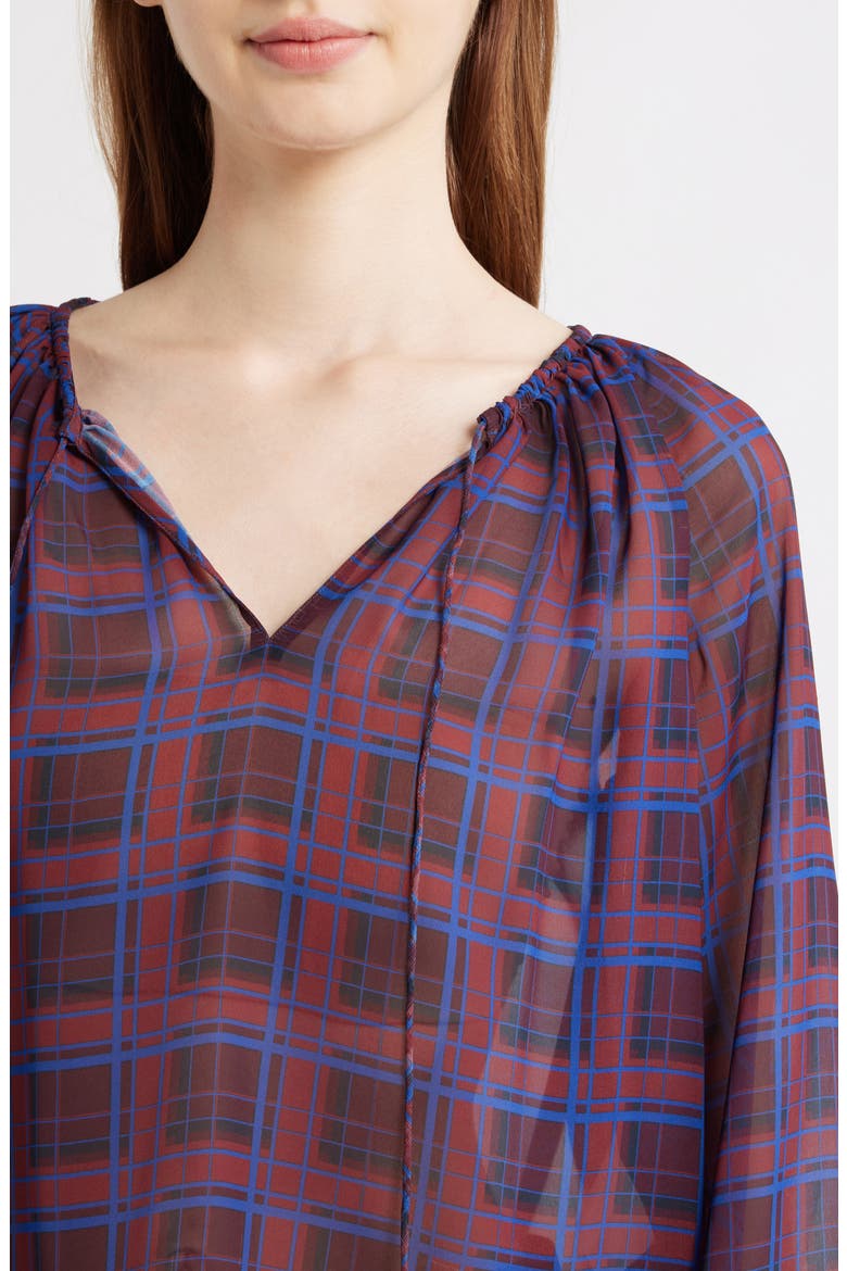 Plaid Balloon Top, Alternate, color, BURGUNDY MULTI