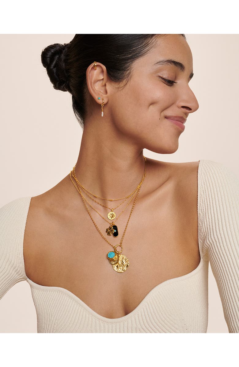 Monica Vinader Onyx & Turquoise Tablet Pendant Charm, Alternate, color, 