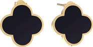 GABI RIELLE Onyx Clover Stud Earrings