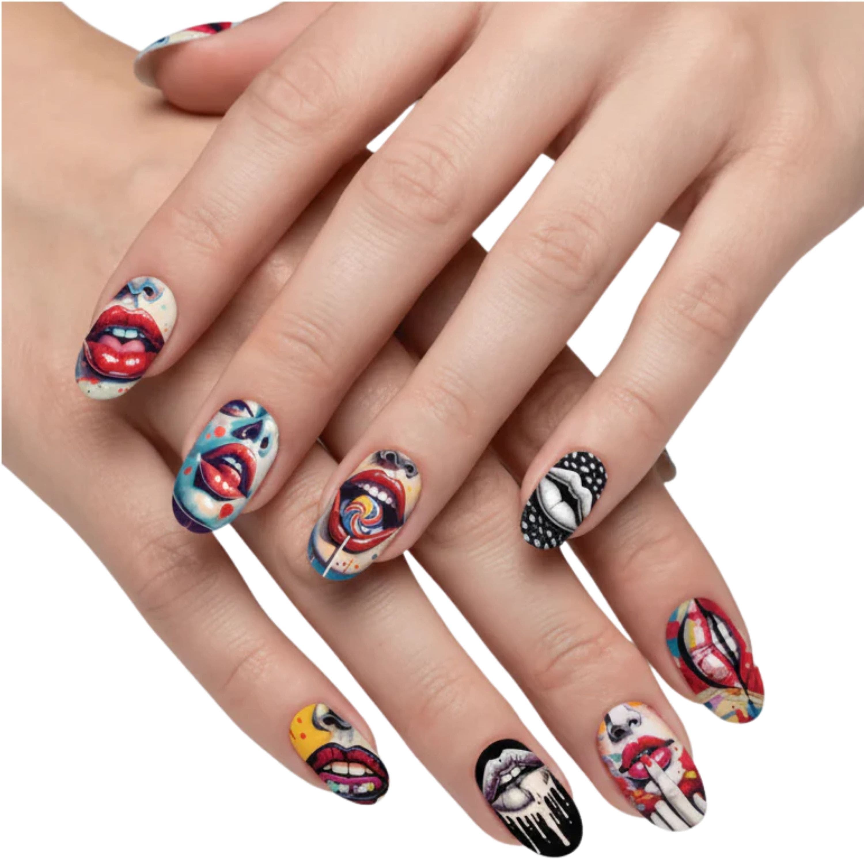 Tracking Stick Graphics Xpnail 2-Pack DIY Stick & Peel Nail Polish Strips Pop Art Lips Set ...
