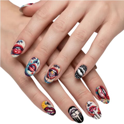 2-Pack Nail Polish Strips Pop Art Lips Set - 32ct