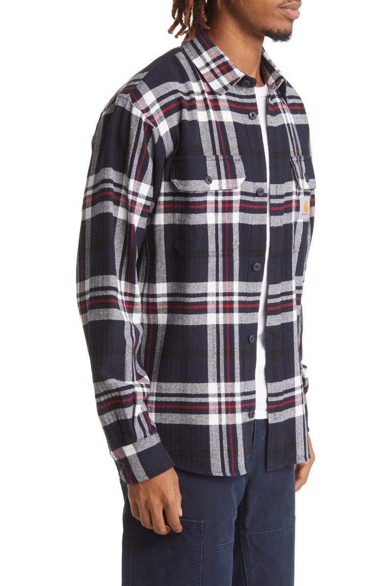 Carhartt Work In Progress Wallace Plaid Flannel Button-Up Shirt, Alternate, color,