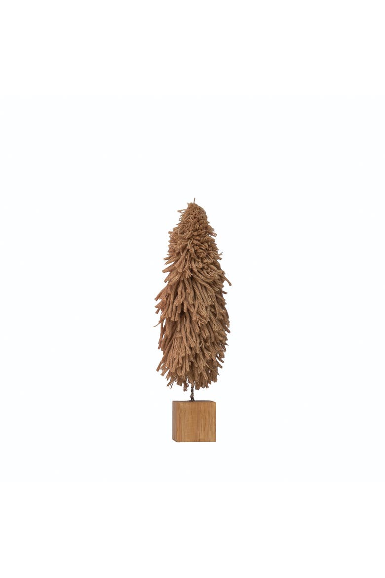 Fabric Yarn Tree with Wood Block Base, Main, color, Tan