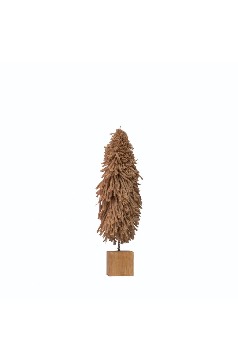 Storied Home Fabric Yarn Tree with Wood Block Base, Main, color, Tan