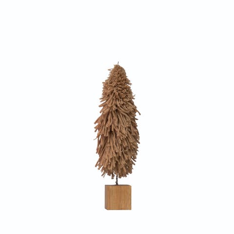 Fabric Yarn Tree with Wood Block Base