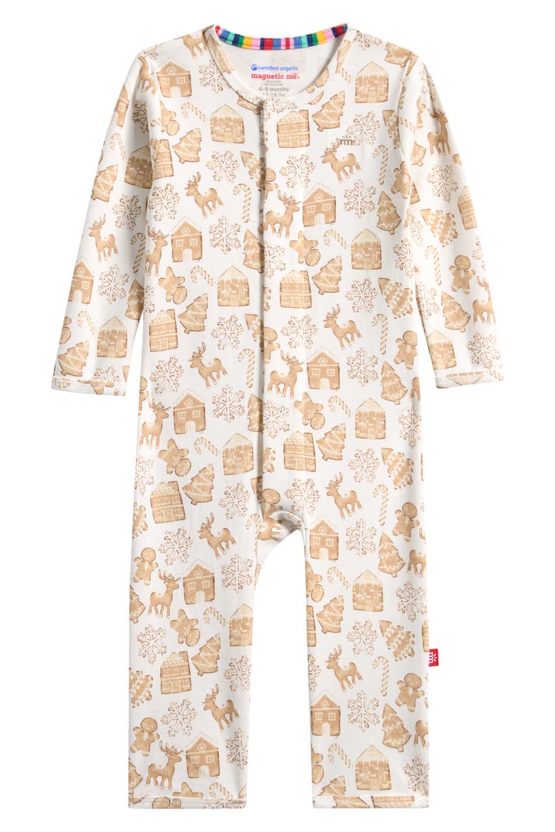 Gingerbread Lane Organic Cotton Blend Coverall, Main, color, GINGERBREAD MAN