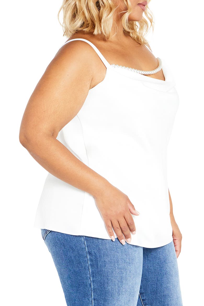 Dakota Imitation Pearl Cowl Neck Camisole, Alternate, color, IVORY
