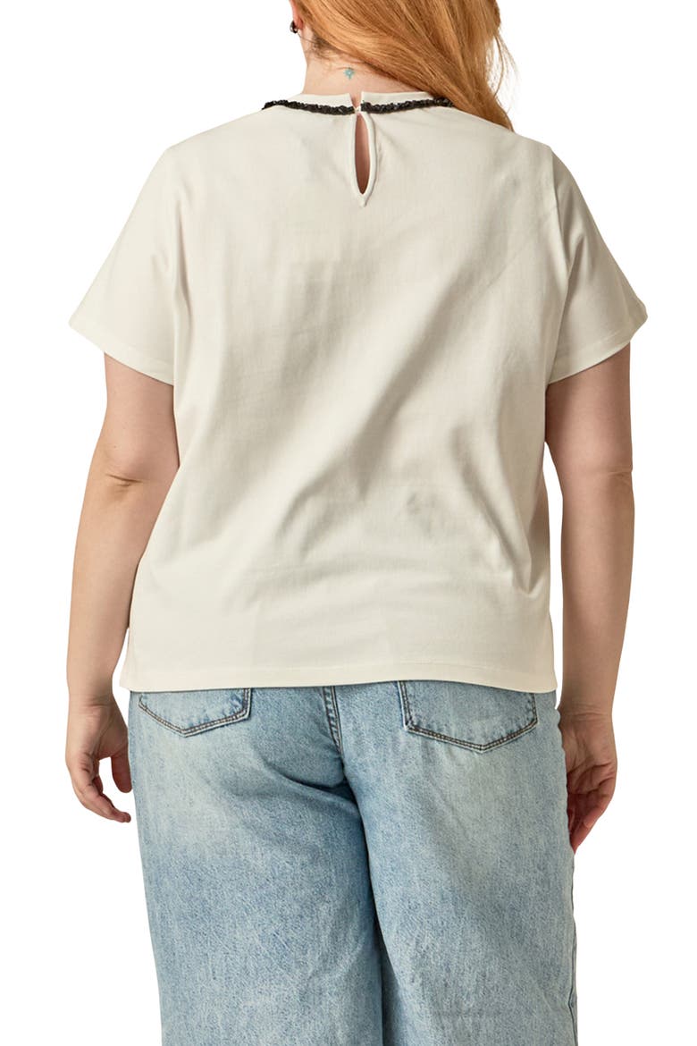 Beaded Bow T-Shirt, Alternate, color, WHITE