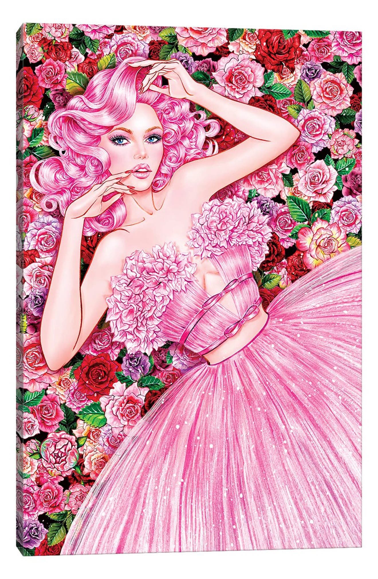 iCanvas Rose Girl by Sunny Gu Canvas Wall Art