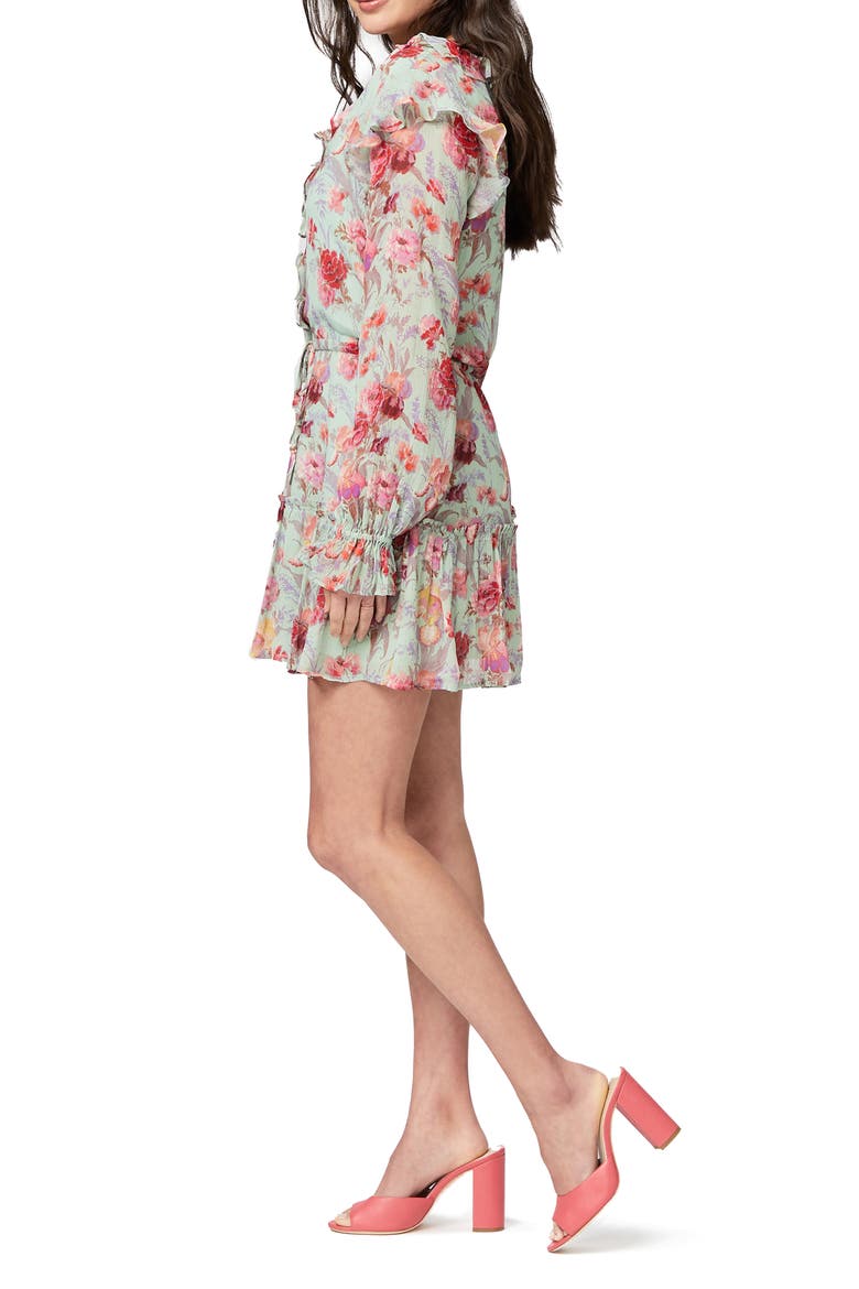 Garcelle Floral Long Sleeve Silk Dress, Alternate, color, MINTMULTI