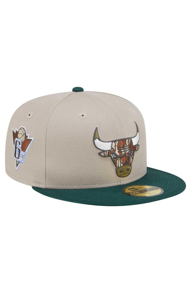 New Era Men's New Era Natural/Hunter Green Chicago Bulls Lifestyle Tree Bark 59FIFTY Fitted Hat, Main, color, Natural