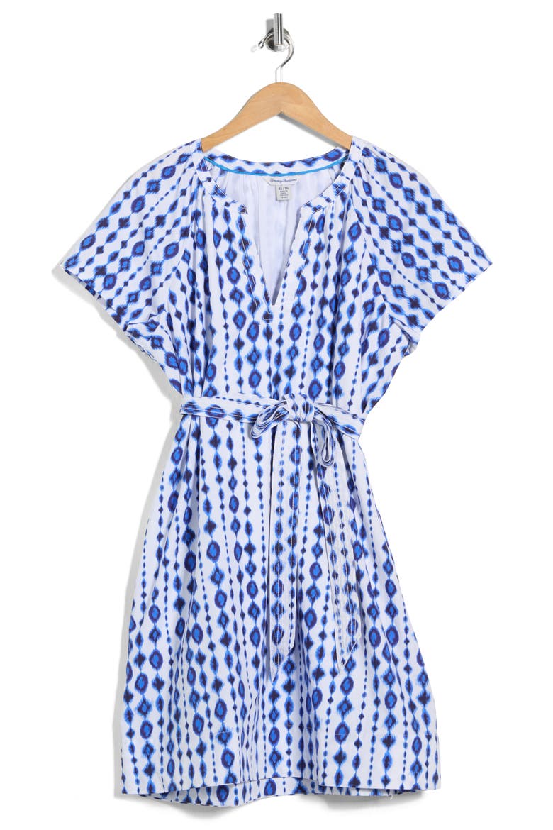 Crystalline Cove Short Sleeve Cotton Dress, Alternate, color, WHITE/BLUE