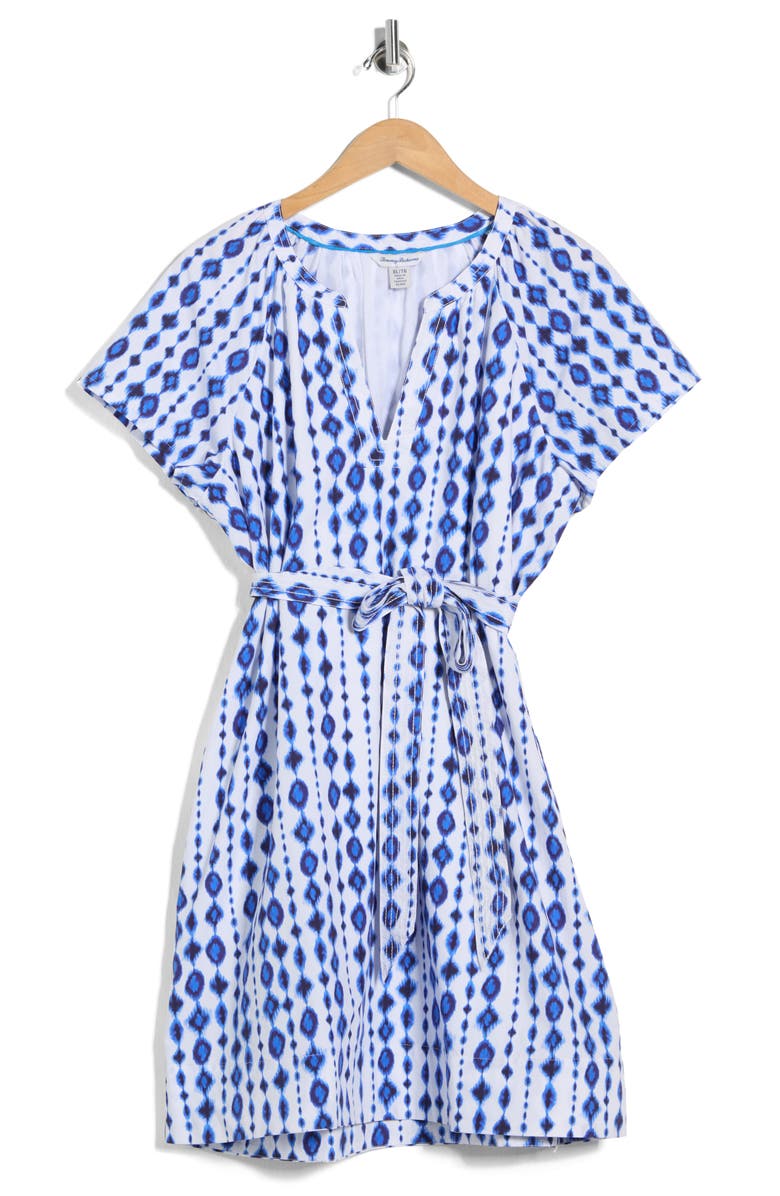Tommy Bahama Crystalline Cove Short Sleeve Cotton Dress, Main, color, White/Blue