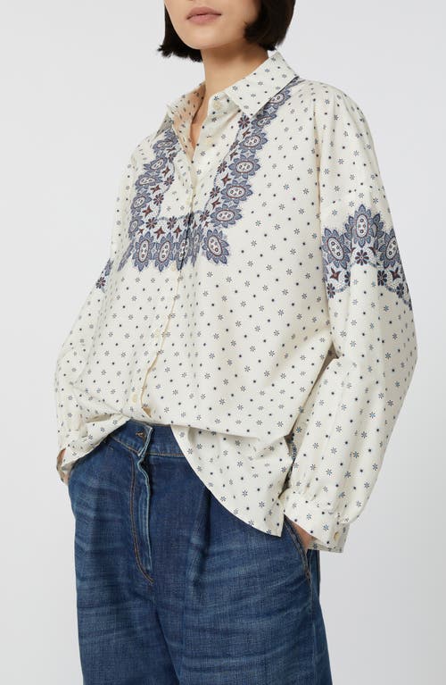 Weekend Max Mara Adda Bandana Print Cotton Button-up Shirt In White