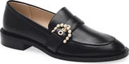 Stuart Weitzman Piper Faux Pearl Buckle Loafer
