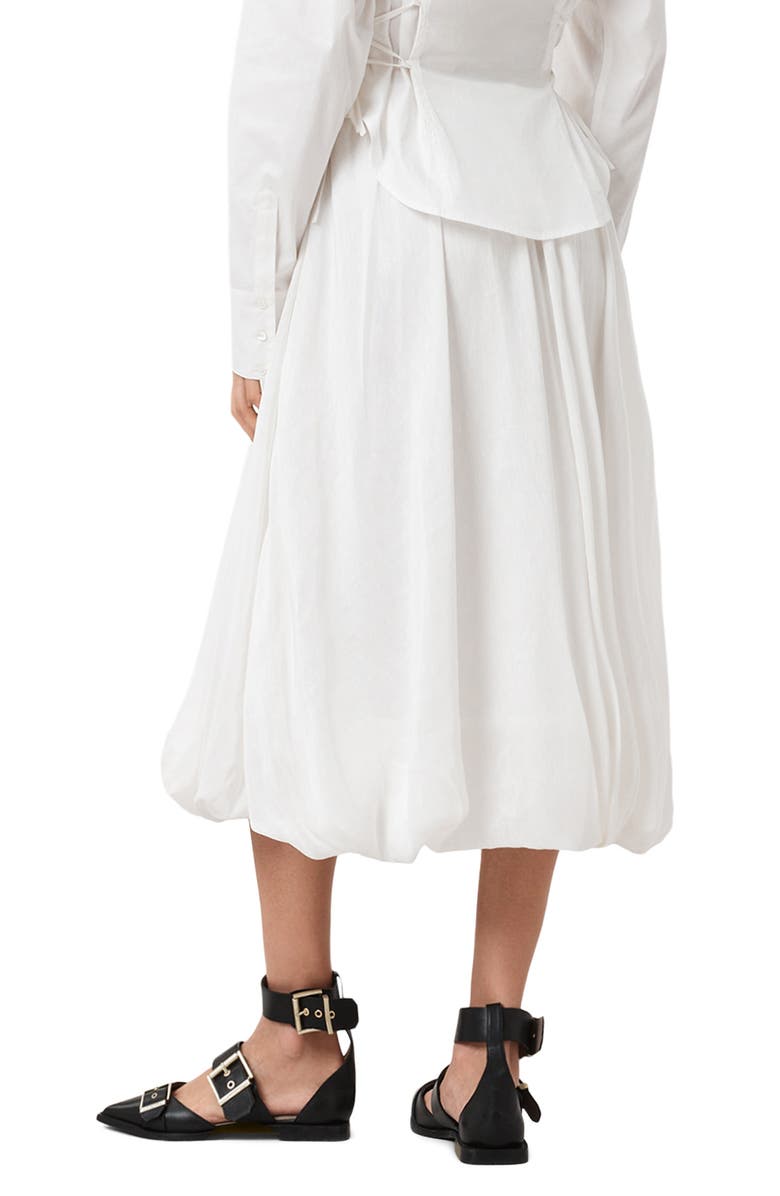 AllSaints Nia Pleated Bubble Hem Midi Skirt, Alternate, color, Antique White