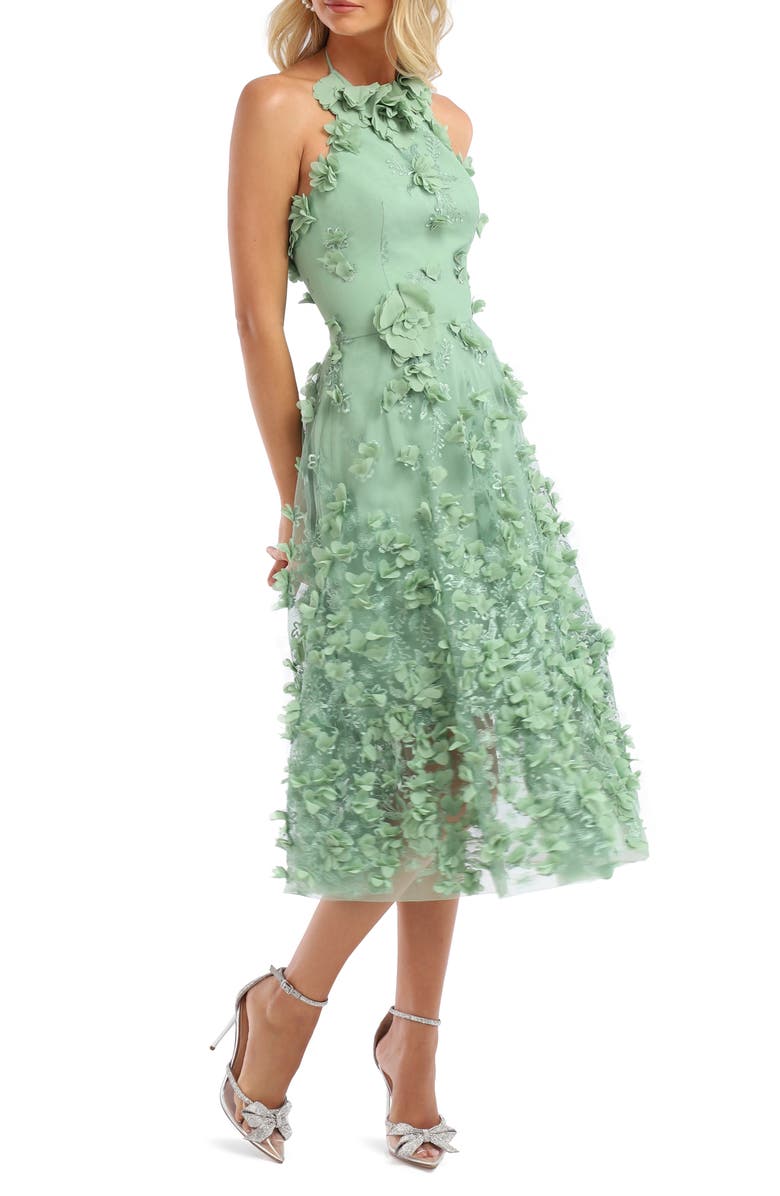 HELSI Camilla Floral Appliqué Halter Midi Dress, Alternate, color, 