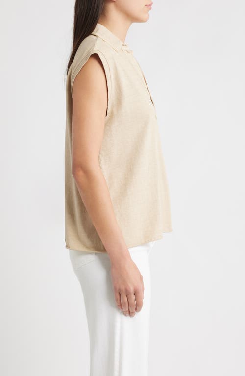 Frank & Eileen Popover Collar Top In Gray
