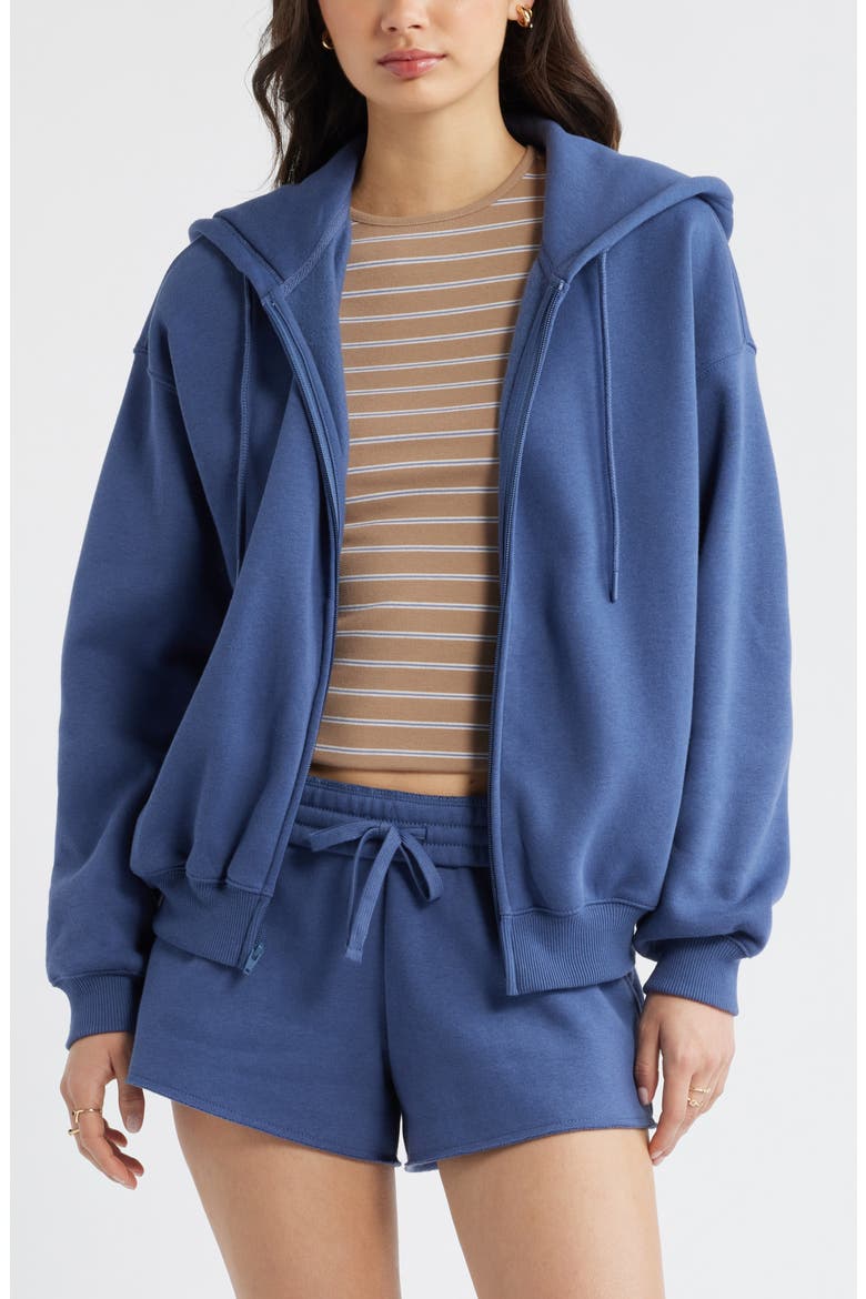 Bubble Zip Hoodie, Alternate, color, BLUE INDIGO