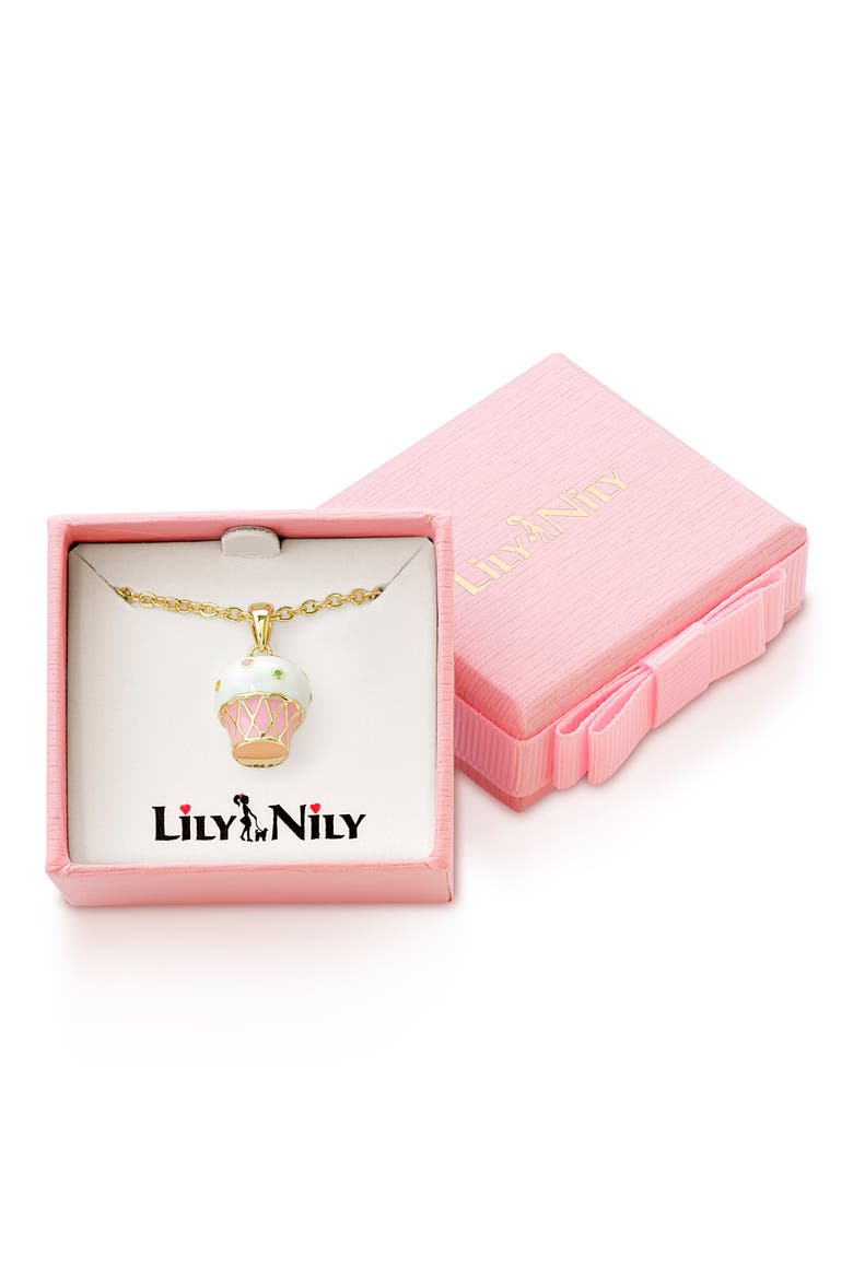 Cupcake Pendant Necklace, Alternate, color, GOLD