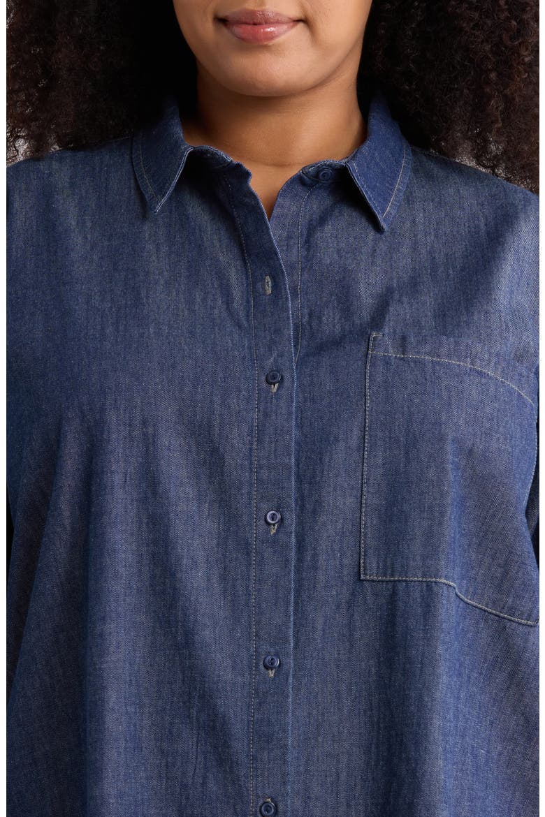 Classic Collar Organic Cotton Denim Button-Up Shirt, Alternate, color, DARK INDIGO