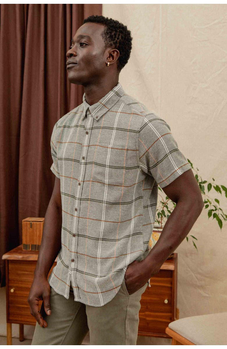 Bridge & Burn Jordan Slim Shirt, Alternate, color, Olive Ember Grid