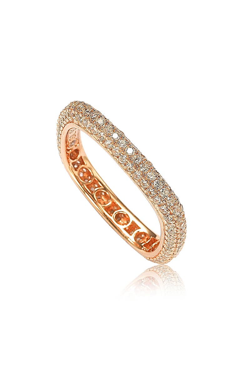 14K Rose Gold Plated Sterling Silver Square Stackable Eternity Band Ring, Alternate, color, ROSE