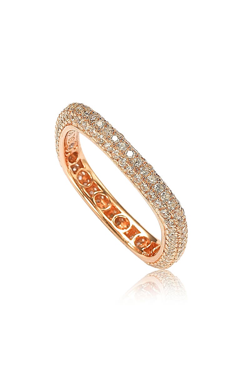 SUZY LEVIAN 14K Rose Gold Plated Sterling Silver Square Stackable Eternity Band Ring, Alternate, color, Rose