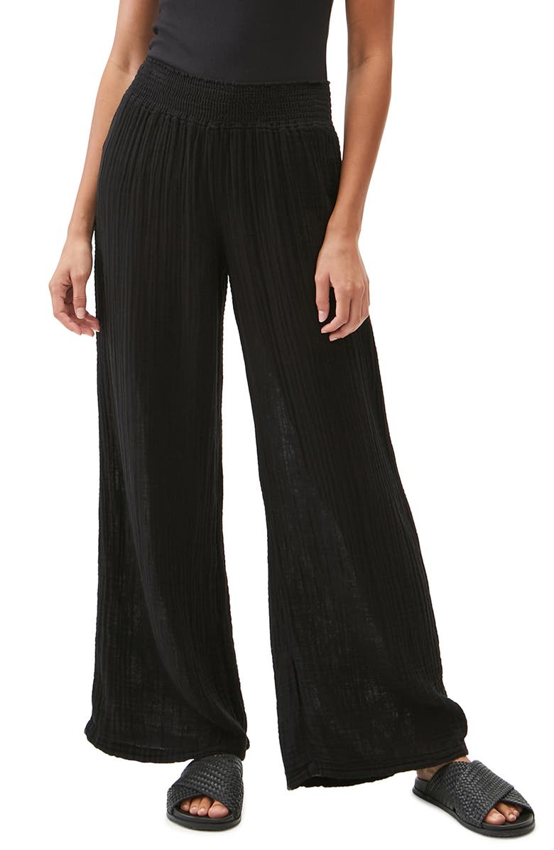 Michael Stars Smocked Wide Leg Pants, Main, color, Black