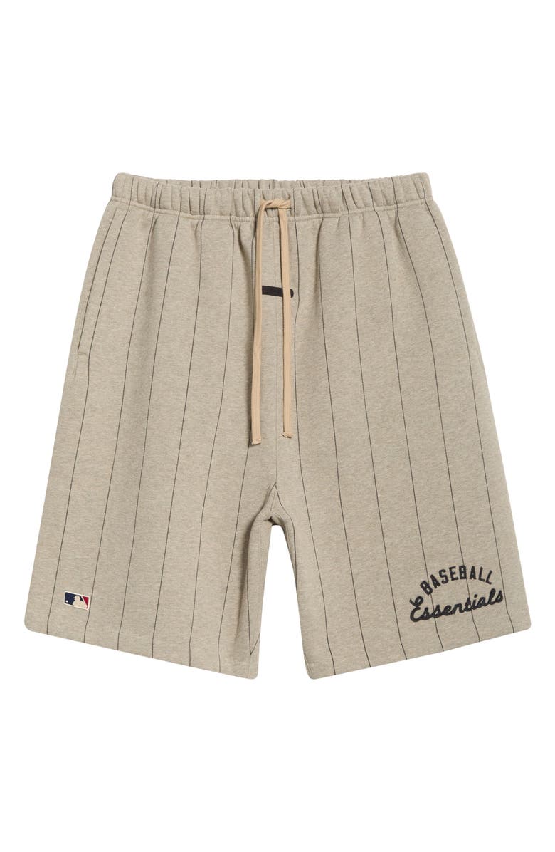 Fear of God Essentials x MLB '90s Drawstring Cotton Blend Sweat Shorts, Main, color, Seal Heather/ Black Pinstripes