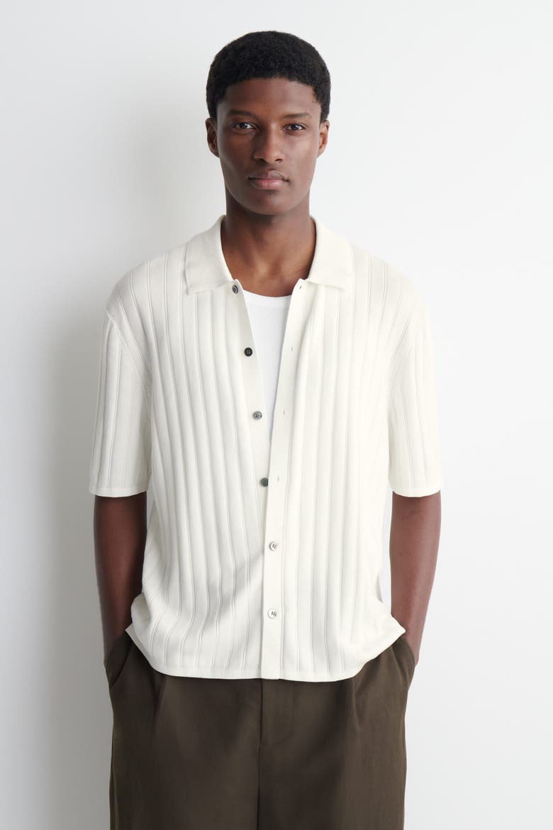 Ribbed-knit Cotton Shirt, Main, color, WHITE