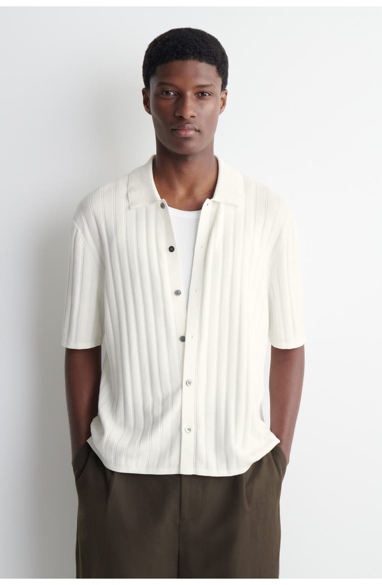 COS Ribbed-knit Cotton Shirt, Main, color, White