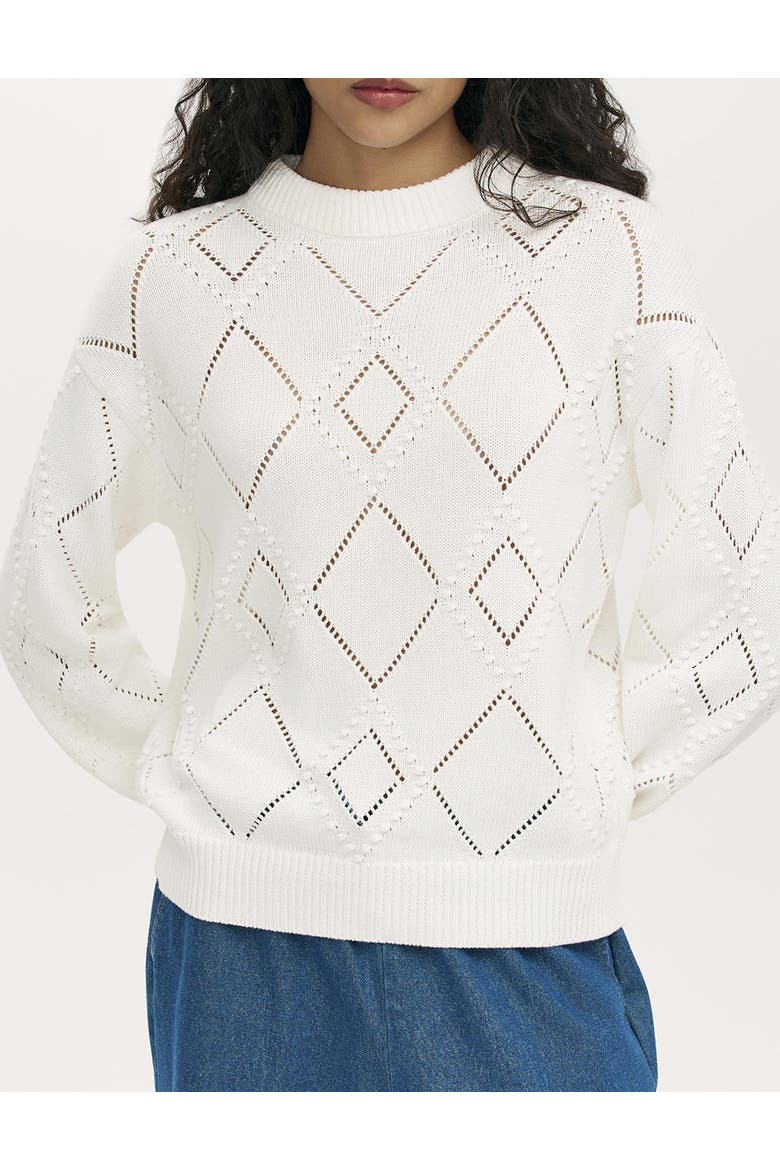 Odette Round Neck Knitted Sweater, Alternate, color, Ivory
