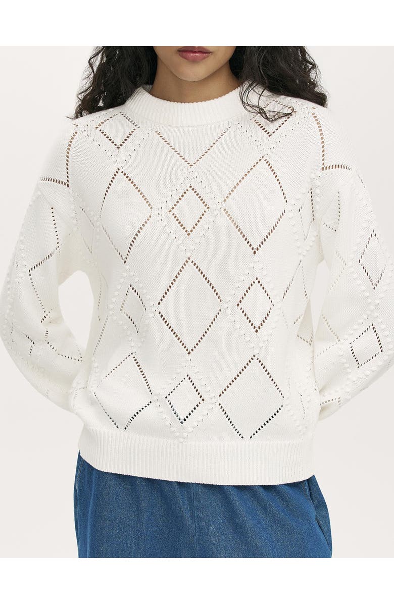 Finery London Odette Round Neck Knitted Sweater, Alternate, color, Ivory